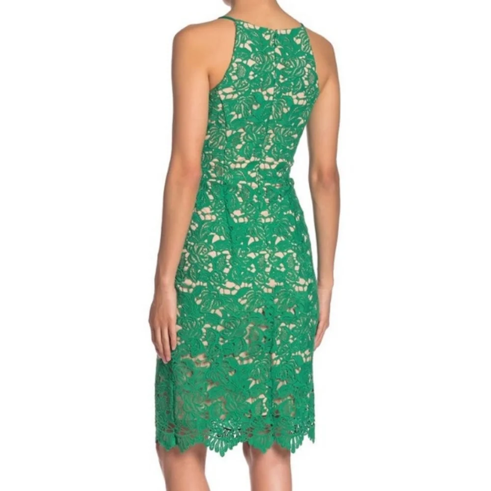 NWT, Marina Hot Pink Lace Halter Dress - Picture 8 of 12